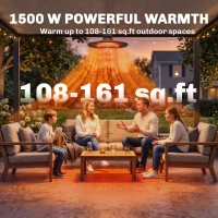 Outsunny 1500W Electric Patio Heater, IP65 Hanging Infrared Carbon Fiber Tube Outdoor Heater with Remote Control, Brown(m-5)