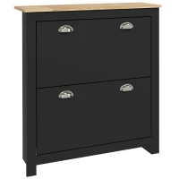 HOMCOM Entryway Shoe Cabinet with 2 Flip Drawers and Adjustable Shelves, 12 Pair Shoe Storage Organizer for Hallway, Black(m-9)
