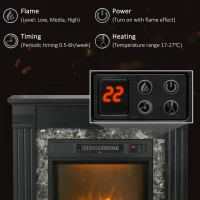 HOMCOM Electric Fireplace Mantel Wood Surround, Freestanding Fireplace Heater with Realistic Flame, Adjustable Temperature, Timer, Overheating Protection, and Remote Control, Black(m-5)