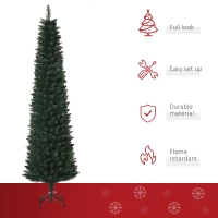 HOMCOM 6FT Artificial Christmas Tree Xmas Pencil Tree Holiday Home Indoor Decoration with Foldable Black Stand for Party, Green(m-4)