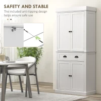 HOMCOM 71" Kitchen Pantry Cabinet with LED Lights, 6 Spice Racks, a Drawer and 4 Adjustable Shelves, White(m-7)