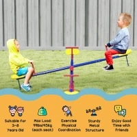 Outsunny Kids Seesaw Swivel Teeter Totter with 360° Spinning, 4 Seater Seesaw Outdoor Playground Equipment for Backyard, Boys and Girls Aged 3-8 Years Old(m-4)