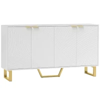 HOMCOM Sideboard Buffet Cabinet with Adjustable Shelves, Living Room Cabinet, TV Cabinet for 65 Inch TV, White(m-9)