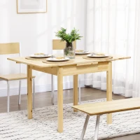 HOMCOM Folding Dining Table with Pine Wood Frame, Drop Leaf Tables for Small Spaces, Foldable Kitchen Table for Dining Room, Natural(m-2)