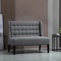 HOMCOM Armless Couch Wingback Double Sofa Linen Fabric Upholstery Button Tufted Loveseat Modern Living Room Settee, Gray(m-2)