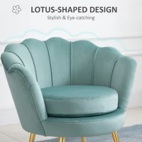 HOMCOM Modern Accent Chair, Velvet-Touch Fabric Leisure Club Chair with Gold Metal Legs for Bedroom, Green(m-4)