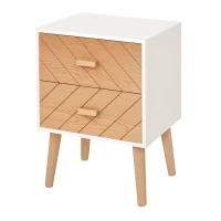 HOMCOM Nordic Bedside Table, Side End Table with 2 Drawers for Bedroom, 15.7"W x 11.8"D x 21.9"H, White(m-9)