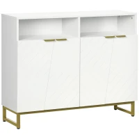 HOMCOM Accent Sideboards, Kitchen Storage Cabinet with 4 Doors, Adjustable Shelves, Metal Base for Living Room, Hallway, White(m-2)