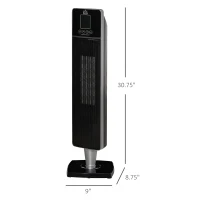 HOMCOM 2-In-1 Electric Space Heater, Oscillating Tower Heater for Indoor Use, with 3 Modes, 8H Timer, Remote, Tip-Over and Overheat Protection, 750W / 1500W, Black(m-10)