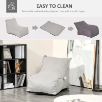 HOMCOM Bean Bag Chair, Stuffed Large Lounger for Indoors, Includes Washable Cover, Side Pockets and Backrest, for Kids and Adults, Grey(m-5)