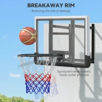 Soozier Wall Mounted Basketball Hoop, Height Adjustable Mini Basketball Hoop with 43" x 35" Backboard, 18" Steel Rim, Black(m-6)