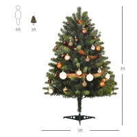 HOMCOM 3' Lit Full Fir Artificial Christmas Tree with Realistic Branches, 60 LED and 227 Tips, Green(m-3)
