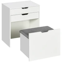 HOMCOM Vanity Set with Flip Top Mirror, Makeup Vanity Desk with Stool, Dressing Table with Drawer and 7 Compartments, White(m-2)