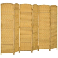HOMCOM Folding Room Divider Screen 6 Panel 6' Tall Privacy Screen Freestanding Wood Partition for Home Office, Nature Wood(m-11)