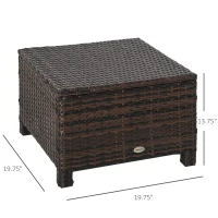 Outsunny 20" Patio Wicker Ottoman, Multipurpose Outdoor PE Rattan Footrest, Additional Seating, Side Table with Soft Cushion, Brown, White(m-3)