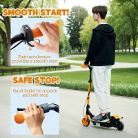Soozier Foldable Electric Scooter for Kids Ages 6-14, with Seat and 2 Adjustable Heights, Max 6km Range & 12km/h, Orange(m-4)