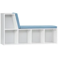 HOMCOM Multi-Purpose Bookshelf with 5 Cubes, 5-Cubby Bookcase with Cushioned Reading Nook and Storage Shelves, Blue(m-2)