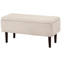HOMCOM Modern Storage Bench, Ottoman with Storage and Lamb's Wool Upholstery for Living Room, Bedroom, Cream White(m-11)