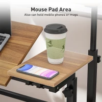HOMCOM Mobile Stand Up Desk, Height & Angle Adjustable Computer Desk with Wheels for Standing or Sitting, Laptop Desk, Brown(m-6)