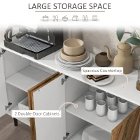 HOMCOM Sideboard Cabinet Kitchen Buffet Cabinet with Adjustable Shelves, 4 Chevron Doors and Pine Wood Legs, Brown(m-4)