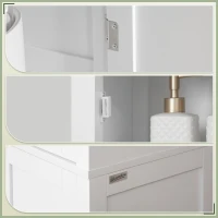 kleankin Tall Bathroom Cabinet, Freestanding Storage Organizer with Adjustable Shelves and Cupboards, 15" x 13" x 63", White(m-8)