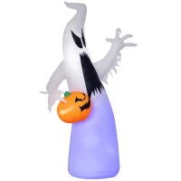 HOMCOM 5.9' Halloween LED Yard Decor Ghost with Pumpkin, Blow Up Inflatable Outdoor Decoration, Waterproof(m-11)