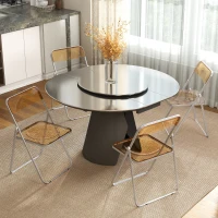 HOMCOM 4 Pack Acrylic Foldable Chairs, Transparent Folding Chairs for Living Room, Home Office, Party, Orange(m-8)