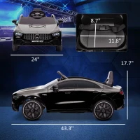 Qaba Mercedes-Benz AMG Licensed 12V Kids Ride on Car with Remote Control, Rear Suspension, LED Lights, Music, Black(m-3)
