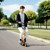 Soozier Foldable Electric Scooter for Kids Ages 6-14, with Seat and 2 Adjustable Heights, Max 6km Range & 12km/h, Orange(m-1)