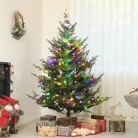HOMCOM 6 ft Artificial Christmas Tree, Prelit Christmas Tree with 300 LED Lights, 795 Branch Tips and Wide Metal Base, Green(m-2)