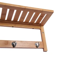 HOMCOM 20" Wall-mounted Entryway Coat Rack Bamboo Wall Shelf Organizer with 4 hooks(m-4)