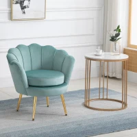 HOMCOM Modern Accent Chair, Velvet-Touch Fabric Leisure Club Chair with Gold Metal Legs for Bedroom, Green(m-1)