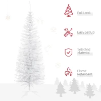 HOMCOM 5' Artificial Pencil Christmas Tree, Slim Xmas Tree with 294 Realistic Branch Tips and Plastic Stand, White(m-4)