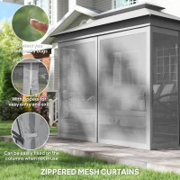 Outsunny 3 Person Outdoor Patio Daybed, 3 in 1 Canopy Gazebo Swing Chair Garden Hammock with Mesh Mosquito and Sun Shade, Grey(m-6)