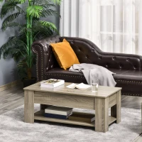 HOMCOM Lift Top Coffee Table with Hidden Storage Compartment and Open Shelf, Center Table for Living Room, Grey(m-7)