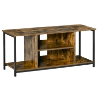 HOMCOM TV Stand for TVs Up to 55 Inches, TV Console with Open Storage Shelves, Entertainment Center for Living Room, Rustic Brown(m-2)
