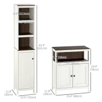 kleankin 2-Piece Bathroom Furniture Set, Slim Bathroom Storage Cabinets with Doors and Shelves, Tall Bathroom Linen Tower and Small Bathroom Floor Cabinet, White(m-3)