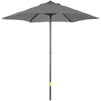 Outsunny 6.6FT Patio Umbrella, Outdoor Parasol with 6 Solid Ribs, Dark Grey(m-9)