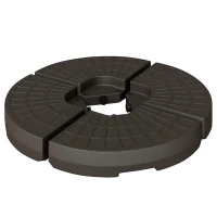 Outsunny 4 Pieces Cantilever Patio Umbrella Base, Fan Shaped Umbrella Weight w/ Built-In Handles & Rugged Material, 148 lbs Water and 220 lbs Water and Sand, Coffee(m-1)