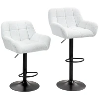 HOMCOM Swivel Barstools Set of 2 Adjustable Bar Stools with Footrest Armrests for Dining Room Cream White(m-9)