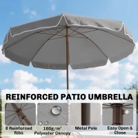 Outsunny 6 Piece Patio Dining Set for 4 with Umbrella, with 4 Folding Dining Chairs & Round Glass Table for Garden, Gray(m-4)