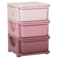 Qaba 3 Drawers Kids Storage Unit, 3 Tier Stackable Toy Organizers and Storage Chest for Bedroom, Nursery, Playroom, Living Room, Boys, Girls, Toddlers, Pink