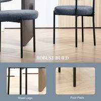 HOMCOM Round Modern Upholstered Kitchen Chairs, Boucle Dining Chairs Set of 4 with Curved Backrest and Thick Cushion, Gray(m-6)