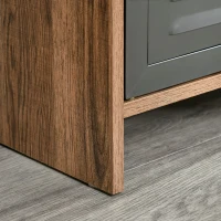 HOMCOM TV Stand Cabinet with Large Tabletop, 2 Locker Style Cupboards, 2 Storage Shelves and Elevated Base for Bedroom, Brown/Grey(m-12)