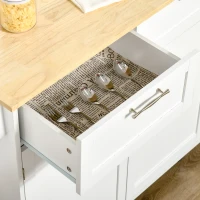 HOMCOM 41" Modern Rolling Kitchen Island on Wheels, Utility Cart Storage Trolley with Rubberwood Top & Drawers, White(m-8)