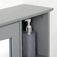 kleankin Bathroom Medicine Cabinet with Mirror, Wall-Mounted Bathroom Cabinet with Adjustable Shelf for Living Room and Laundry Room, Gray(m-9)