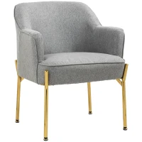 HOMCOM Fabric Armchair, Modern Accent Chair with Metal Legs for Living Room, Bedroom, Home Office, Grey(m-9)