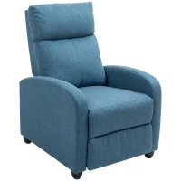 HOMCOM Fabric Recliner Chair Manual Home Theater Seating Single Reclining Sofa Chair with Padded Seat for Living Room, Blue(m-9)