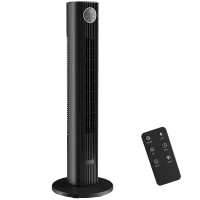 HOMCOM 28dB Tower Fan with 12 Speeds and 4 Modes, Standing Floor Fan with 80° Oscillating, 12H Timer, Black(m-13)