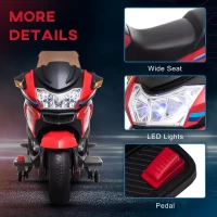 Aosom 12V Kids Electric Motorcycle with Training Wheels, Battery Power Ride on Motorbike, High-Traction at 3.7 Mph Top Speed, with Light Music, Red(m-7)